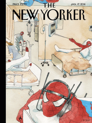 This week's New Yorker lampooned the Spider-Man musical's poor fortune.