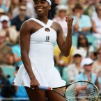 The 30-year-old celebrates a victory in a relatively traditional effort at Wimbledon in 2008.
<span class=