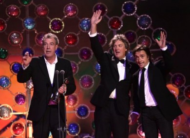Top Gear presenters, James May, Richard Hammond and Jeremy Clarkson collect the Most Popular Factual Programme award at the 2011 National Television Awards at the O2 Arena, London.