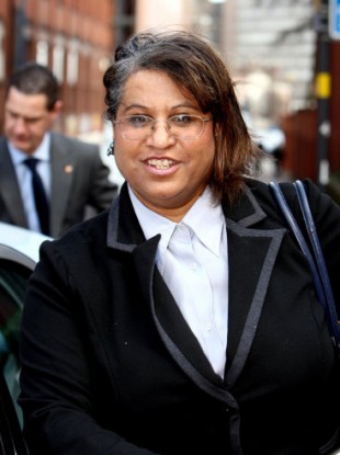 Christine Hemming, who is married to Birmingham Yardley MP John Hemming, leaves Birmingham Crown Court, where she pleaded not guilty to a charge of burglary.