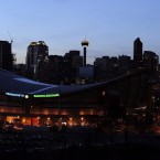 The Calgary Tower and other downtown buildings remain lit shortly before shutting off lights to celebrate Earth Hour in Calgary, Alberta on Saturday March 27, 2010. THE CANADIAN PRESS/Larry MacDougal