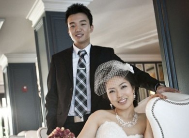 Samuel Kim and Helen Oh, pictured in an engagement photo before Kim fell ill.