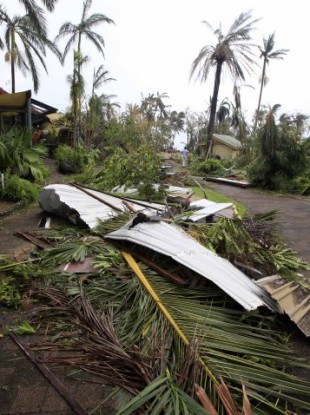 The scene after Cyclone Yasi hit Australia in February - not quite what the couple imagined 