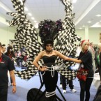 Model Sheila McCarthy from Derry pictured in an outfit entitled Aquila, competes in the Fantasy section of the championships. (Niall Carson/PA Wire)