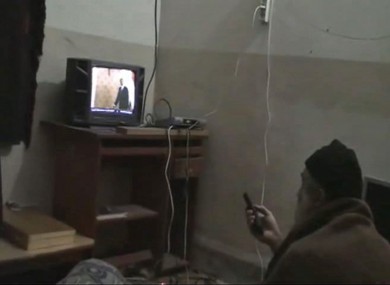 An image of Osama Bin Laden watching television released by US officials 