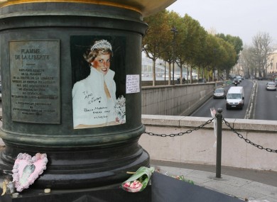 Tributes to Princess Diana close to the Pont d'Alma tunnel where she, Dodi Al Fayed and Henri Paul lost their lives (File photo)