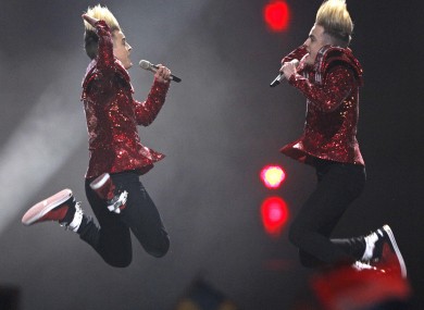 Jedward perform at last month's Eurovision. 