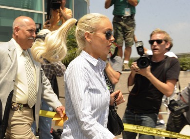 Lindsay Lohan is snapped after a probation hearing at a courthouse in Los Angeles earlier today.