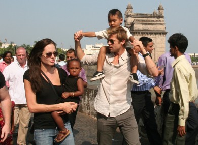 Jolie and Pitt with children Zahara, left, and Maddox on a trip to India in 2006