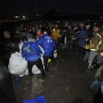 Security staff successfully deflate the balloon. Ben Birchall/PA Wire