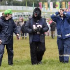 Pictured, from left, are David Colbert, Eddie Conlon and Donnie Coke from Wicklow enjoying themselves today. (Mark Stedman/Photocall Ireland)