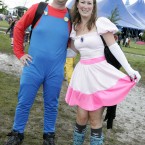 Andy McKeown and Sinead Campbell from Belfast all dressed up for Oxegen 2011. (Mark Stedman/Photocall Ireland)