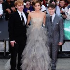 (L-R) Rupert Grint, Emma Watson and Daniel Radcliffe arriving for the world premiere of Harry Potter And The Deathly Hallows: Part 2.