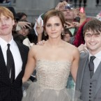 (L-R) Rupert Grint, Emma Watson and Daniel Radcliffe arriving for the world premiere of Harry Potter And The Deathly Hallows: Part 2 in London.