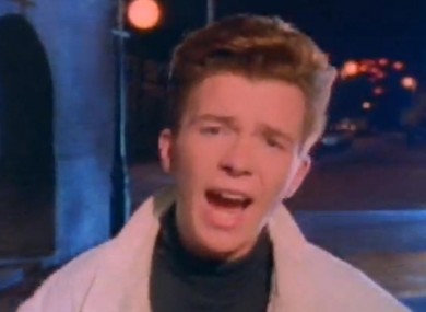 Rick Astley sings his mega hit Never Gonna Give You Up