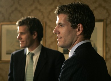 Twin brothers Cameron, left, and Tyler Winklevoss