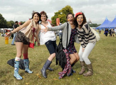 Enjoying Electric Picnic 2010: Shona Berry from Mayo, Sarah Maloney, Niamh Duffy and Jill Duffy from Laois. 