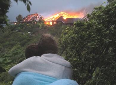 A photo of the fire destroying the Branson house, posted by the Virgin boss on his blog.