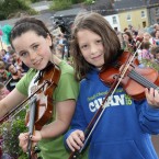 Two young musicians take part in the Scoil Eigsce open air concert.