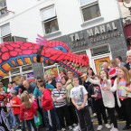 Crowds line the street of Cavan for the Fleadh pageant.