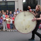 Children look at during the Fleadh parade today. 