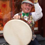 A bodhrán player in Cavan during the Fleadh, which claims to be the world's largest Irish music festival.