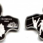 Zambia went all out to celebrate the Sydney Olympic Games in 2000, issuing Australian- and Zambian-shaped coins. The silver proof 5000 Kwacha coin shows the two countries joined together but you would never know by the design that Australia is about ten times the size of Zambia!

The front of the coin shows six athletes on a track, while the back is adorned with Queen Elizabeth II, the Zambian coat of arms and the Sydney Opera House. 