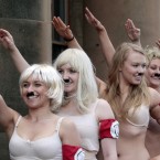 Performers from Hitler the Musical at the Edinburgh Fringe Festival (David Cheskin/PA Wire)