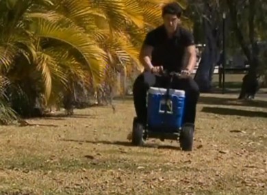 Chris Petrie on his cooler... but not on the road