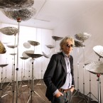 Bob Geldoff examines 'For all Mankind 2011' by artist Mark Clare at the DubCon 2011 launch. Image: Marc O'Sullivan
