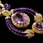 Part of a Suite of Kunzite, amethyst and diamond Triphanes jewellery by Van Cleef & Arpels. (AP Photo/Richard Drew)