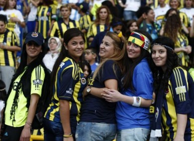 Fenerbahce fans enjoy the atmosphere on Tuesday night. 