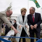 Cllr Lorcan Allen with President Mary McAleese and Dr Martin McAleese earlier today. 

Peter Houlihan/Photocall Ireland<span class=
