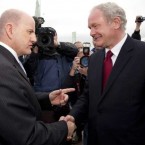 Presidential hopefuls Seán Gallagher and Martin McGuinness meet in Athy this morning.
Tony Kinlan/Photocall Ireland