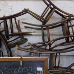 BEFORE: Chairs awaiting removal as UCD moved operations from Earlsfort Terrace to Belfield in 2006. The University had been using these buildings since 1908.