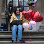 A Beatles fan waits outside the Marylebone Town Hall (Jeff Moore/Empics)