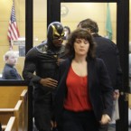 Ben Fodor/Phoenix Jones appears in court yesterday over the alleged assault of several people outside a nightclub earlier this month. (AP Photo/Ted S. Warren/PA Images)