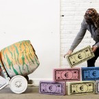 Monopoly Breeze Blocks being put into position in the South Studios Gallery in Dublin. (Image: Niall Carson/PA Wire)