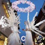 Snow Queens tower over the crowds on Henry Street today. (Image: Stephen Kilkenny/LightCurvePhoto)