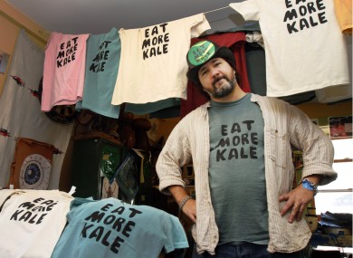 Bo Muller-Moore stands in his home studio in Montpelier, Vermont. His business is built around the term 