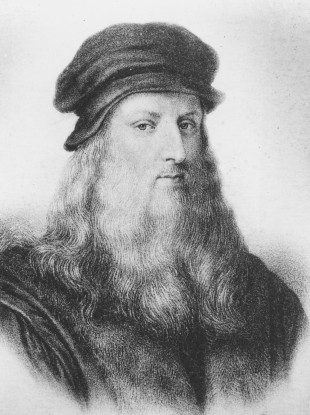 Leonardo da Vinci, Italian High Renaissance master, is shown in this undated portrait drawing