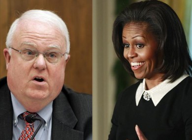 Jim Sensenbrenner, left, and Michelle Obama