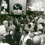 Flight controllers at NASA's Mission Control Centre celebrate the success of Apollo 11's lunar landing mission on 24 July 1969. (NASA)