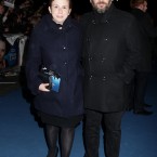 Abi Morgan, the writer of the screenplay with her guest.
The traditional red carpet was exchanged for a blue one - the colour of Thatcher's Conservative Party.