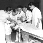 Medical students make a death mask of slain outlaw John Dillinger in Chicago in July 1934. (AP Photo/PA File)