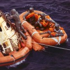 The US Navy rescued the three returned Apollo 11 astronauts after they landed in the Pacific Ocean on 24 July 1969. (NASA)