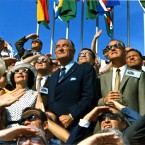 Crowds gathered for the Kennedy Space Centre launch include former US President Lyndon B Johnson. (NASA)  
