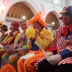 Balloon-blowing skills on show at the service. (Yui Mok/PA Wire)