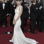 Rooney Mara in white. In other words, Rooney Mara was not wearing black. She said she only picked the Givenchy dress this morning. 

Image: AP Photo/Matt Sayles