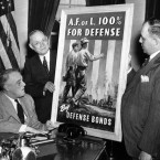 An oil painting being presented to President Roosevelt in 1941 at the White House in Washington. (AP Photo)